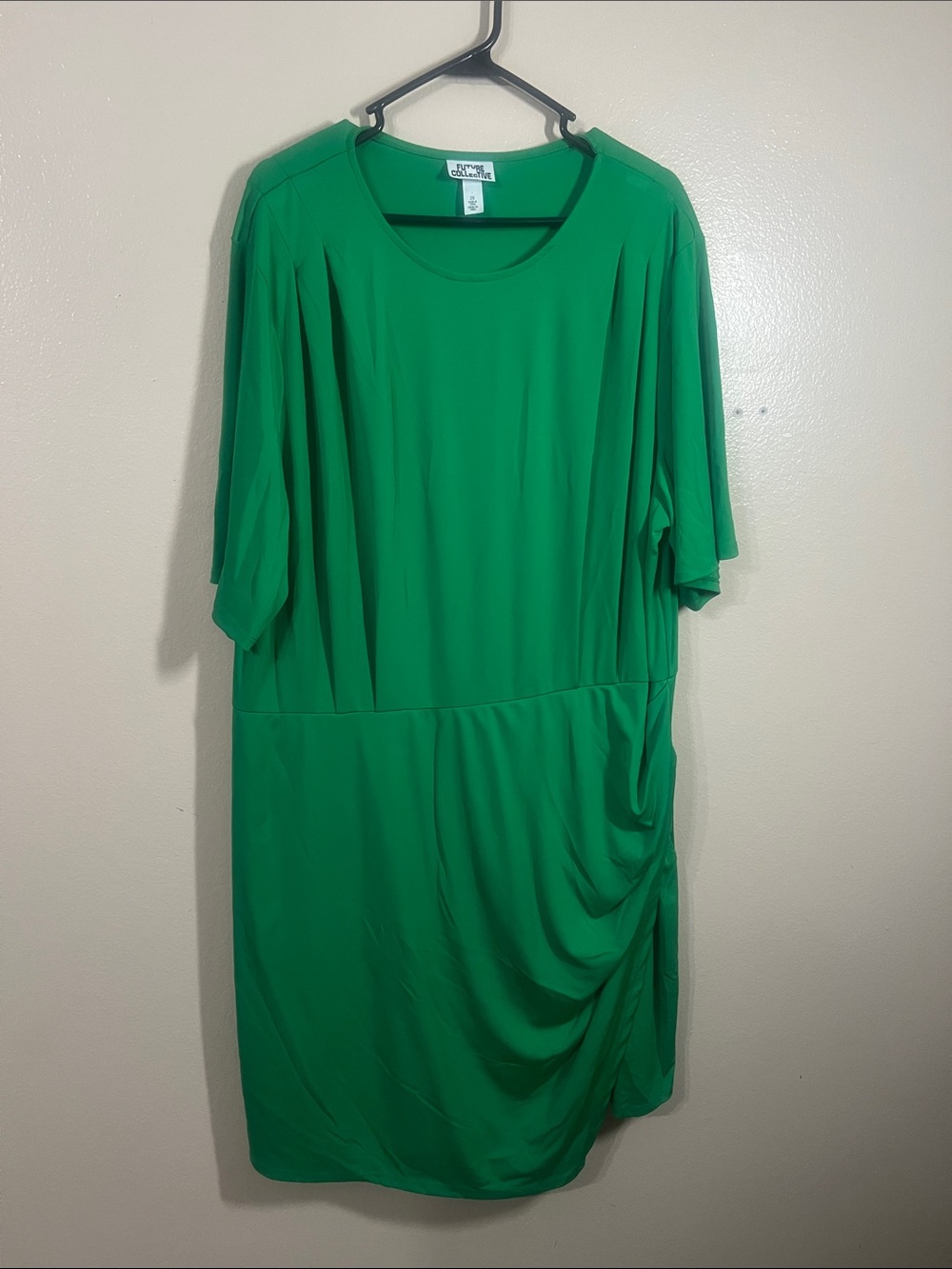 Allison Daley Emerald Green Short-Sleeve Draped Tunic